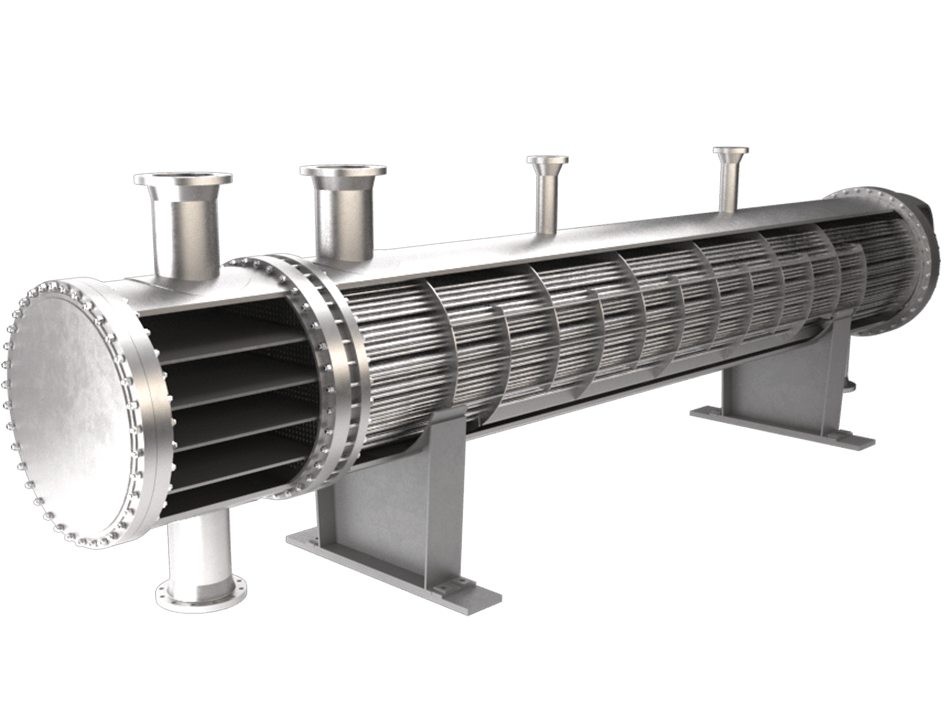 A large metal tube with two different types of tubes attached to it.