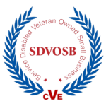 A blue wreath with red letters on it.