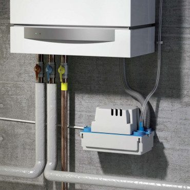 A white box with wires hanging from it.
